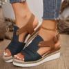 Summer Platform Sandals Women Peep Toe High Wedges Ankle Buckles Sandals Female Fashion Rivet Grass Weaving Sandalias De Mujer