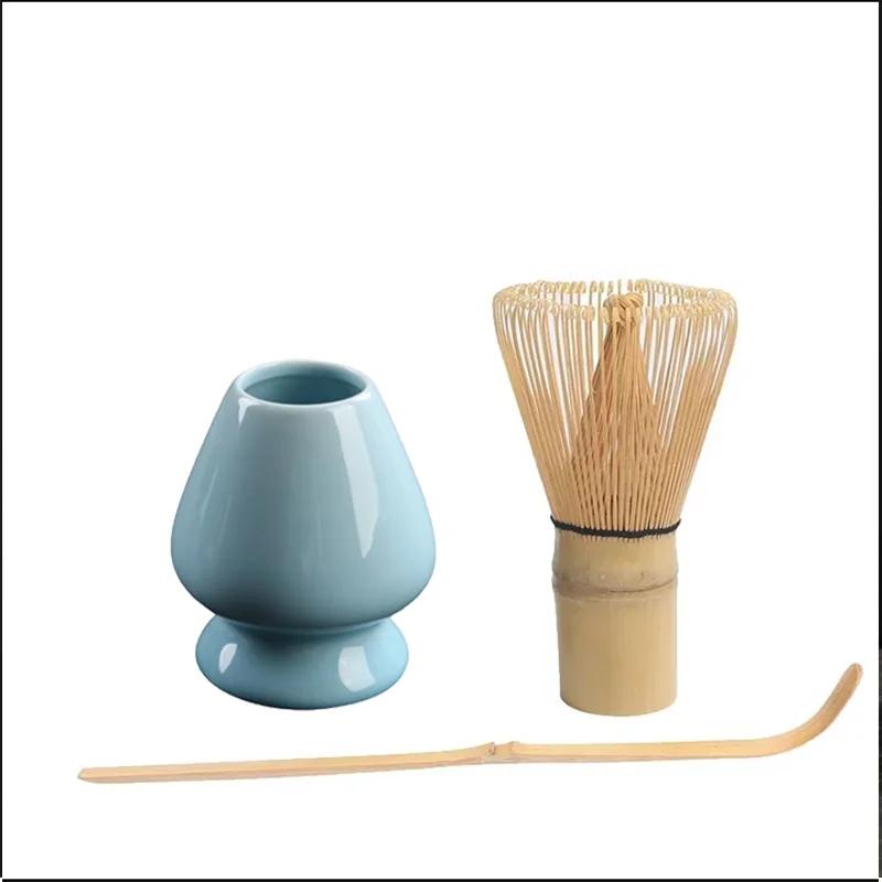 3 In 1 Matcha Set Bamboo Whisk Teaspoon Ceramic Bowl Tranditional Tea Sets Home Tea-making Tools Accessories Birthday Gifts