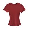 Summer New Female American Spice Girl Solid Color Crew Neck Short Sleeve T-Shirt Basic Threaded Bottom Top