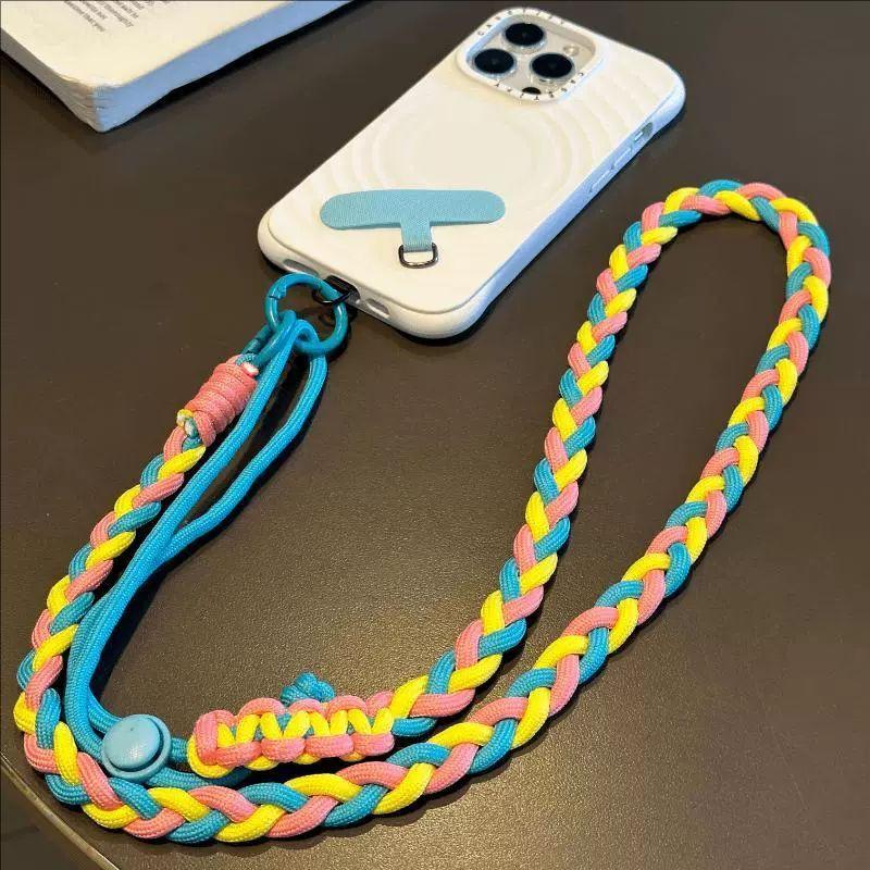 Dopamine color scheme mobile phone case lanyard adjustable messenger portable pendant storage bag multi-functional anti-lost lanyard female