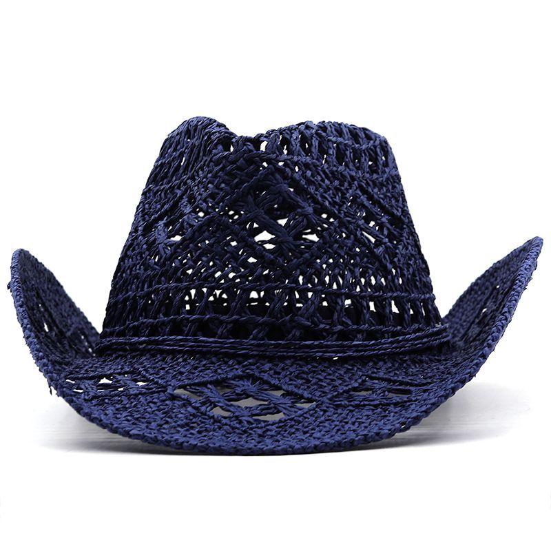 Summer Hollowed Out Denim Hat, Hand Woven, Breathable, Cool, Upturned Edge Jazz Top Hat