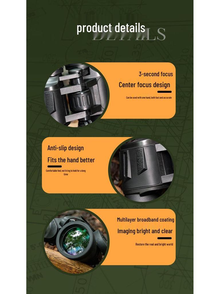 20x50 HD Binoculars - High Power Night Vision Telescope for Outdoor Travel & Smartphone Photography