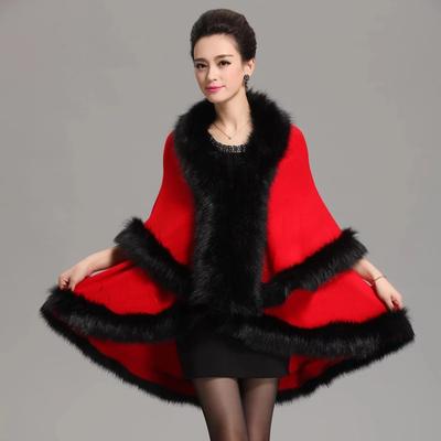 12 Colors Winter Thick Long Cloak Faux Fox Fur Two 2 Layers Poncho Out Streetwear Women Cashmere Big Pendulum Loose Cardigan Coat