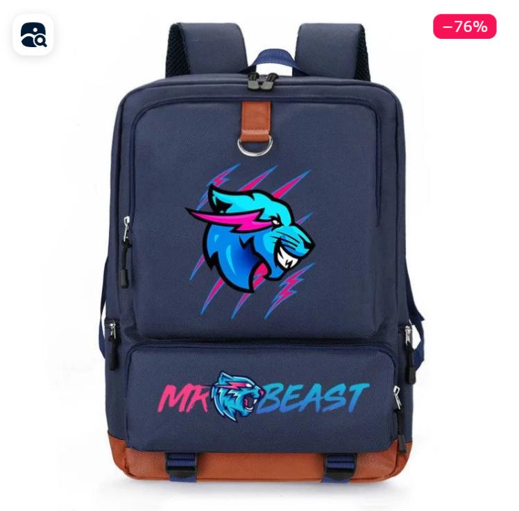 Mr. Beast Oxford Cloth Backpack Computer Bag Junior High School Students Personality Large Capacity Schoolbag