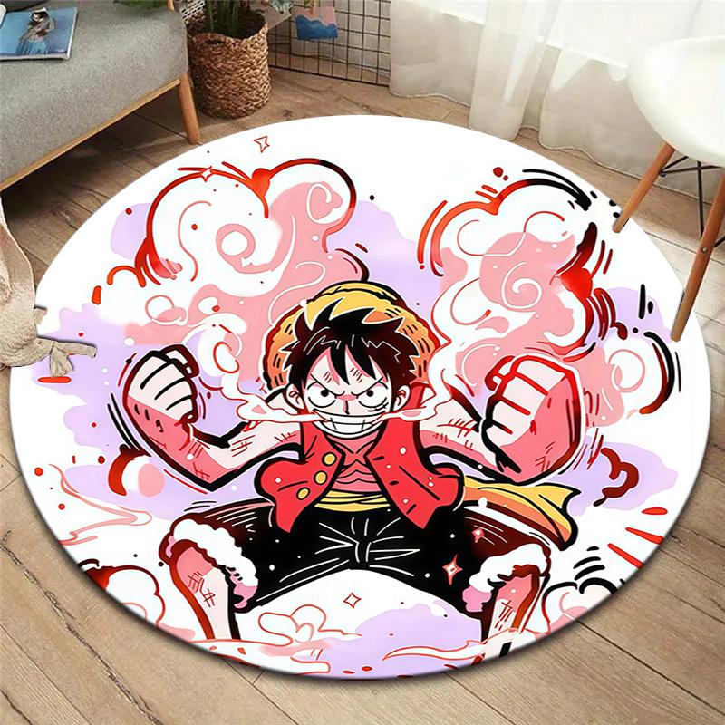 One Piece Monkey D Luffy Round Area Rug Carpet Rug For Living Room Bedroom Sofa Playroom Decor Nonslip Floor Mat