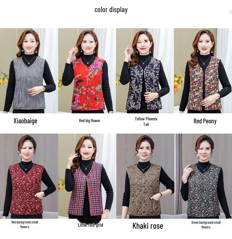 Camel Down Cotton Vest for Women - Autumn & Winter Versatile Shoulder Warmer for Middle-aged & Elderly Moms