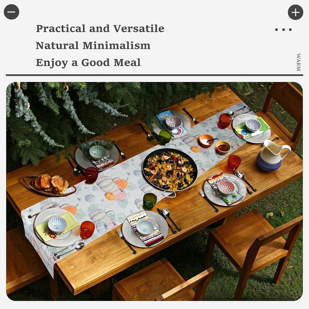 Fall Pumpkin Table Runner - Table Runners for Fall Decorations for Home, Kitchen Dining Coffee or Indoor and Outdoor Home Parties Decor (13*72in)