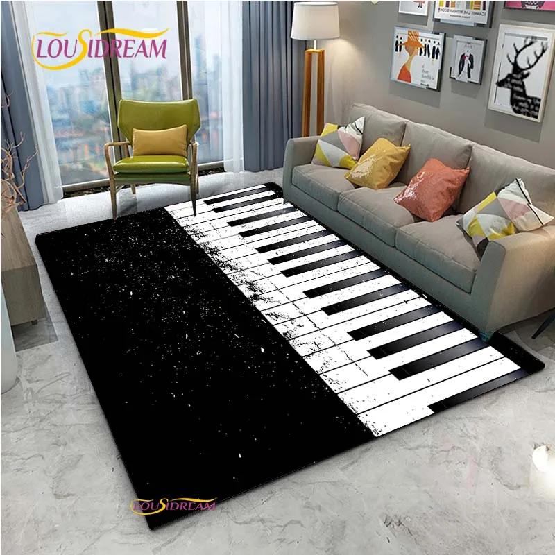 Alfombra de Vinilo con Notas Musicales Negras Vintage para Decoración de Sala de Estar Dormitorio Alfombras de Área Cocina Felpudos Antideslizantes Alfombra Regalo de Cumpleaños