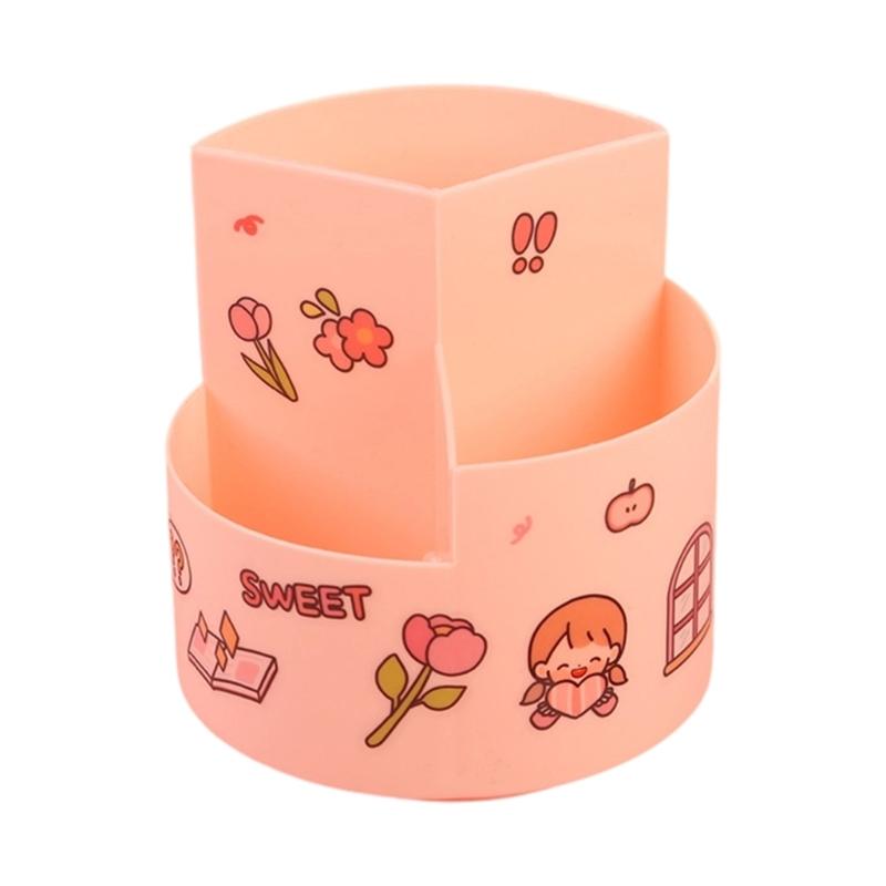 360 Degree Rotating Desktop Organizer Multi Functional Plastic Storage Box With Partition Design For Work and Study