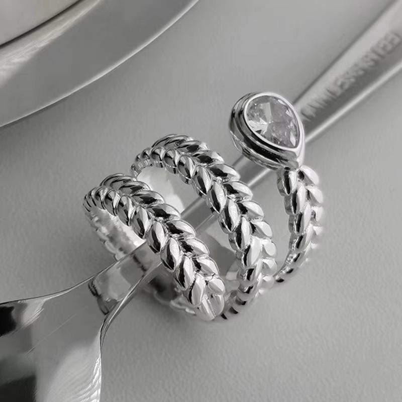 PANJBJ Real 925 Silver Retro Round Ring For 2 Rigns Women Chain Vintage Fine Jewelry Minimalist Accessories Gift