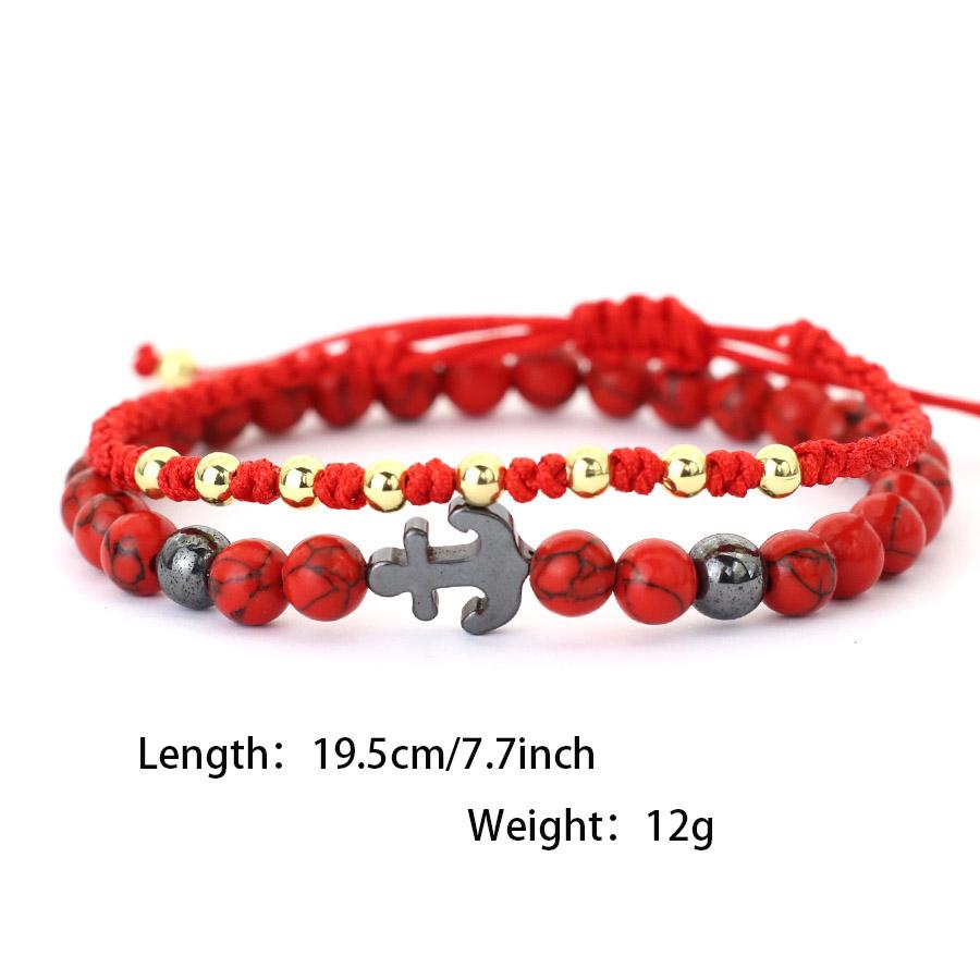 2pcs Double Layer Black Beads Anchor Bracelet Men Hand Rope Braided Lucky Red Rope Women Personalized Student Couple Bracelet