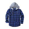 Men's Flannel Plaid Button-Up Hooded Shirt Jacket for Casual Wear