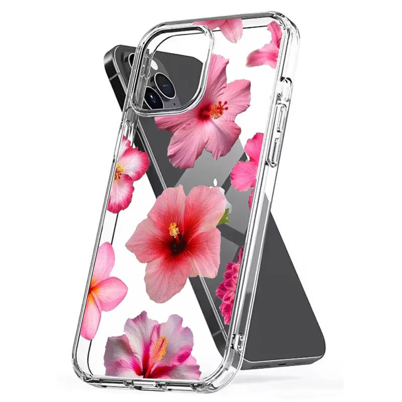 Realistic Pink Lily Flower Print Phone Case For iPhone 13 16 14 Pro 15 12Mini 11 XR XS Max 7 8Plus Cute Clear Soft TPU Cover Bag
