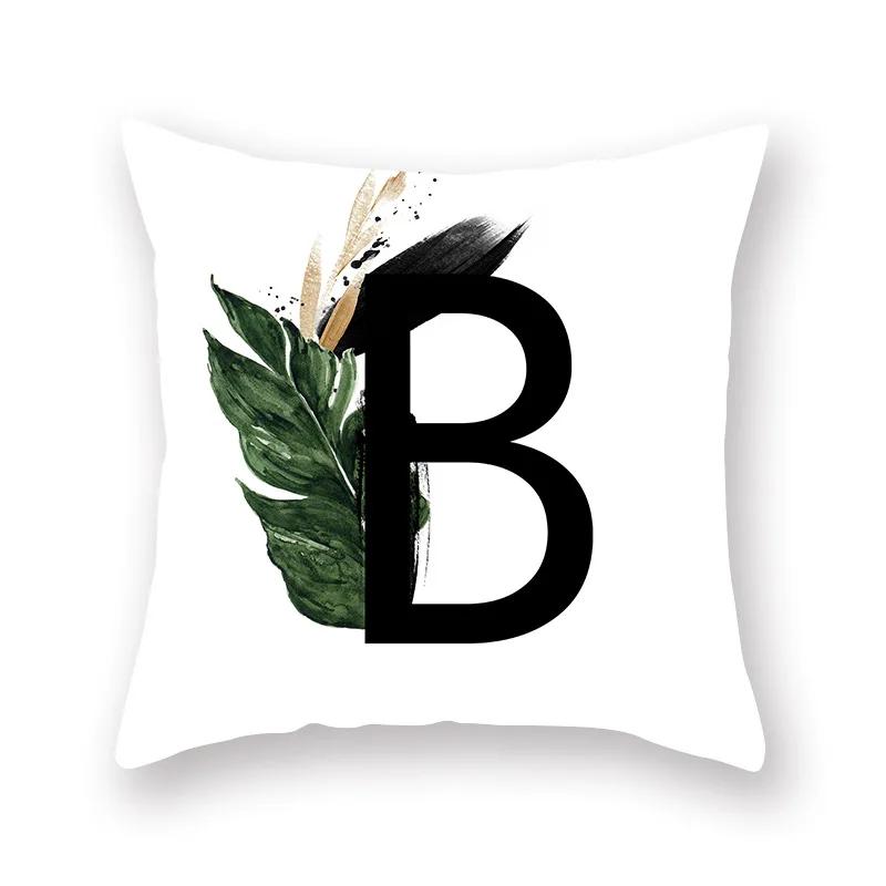 Sofa Pillow Cushion Wholesale Nordic Style Plant English Alphabet Peach Skin Pillowcase