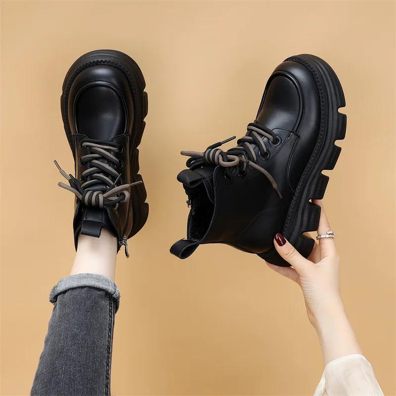 

Women s Boots Winter New Fur Snow Boots Platform Plush Comfortable Anti Slip Warm Lace Up Cold Proof Cotton Ankle Boots Women 35