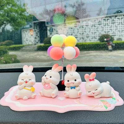 Cute Rabbit Car Anime Decoration Decoration Accessories Automobile Mini Figures Q Version Model Gift Interior Auto Accessories