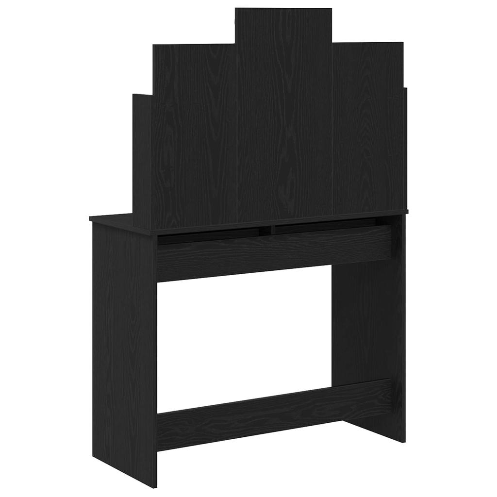 Makeup Table with Shelf Black Oak Look 96 x 39 x 142 cm