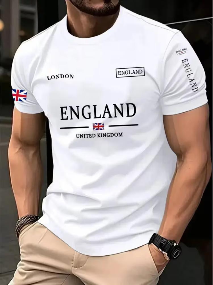 Unisexs England T Shirt Union Jack Flag Graphic Tee Short Sleeve Casual Sports Top S