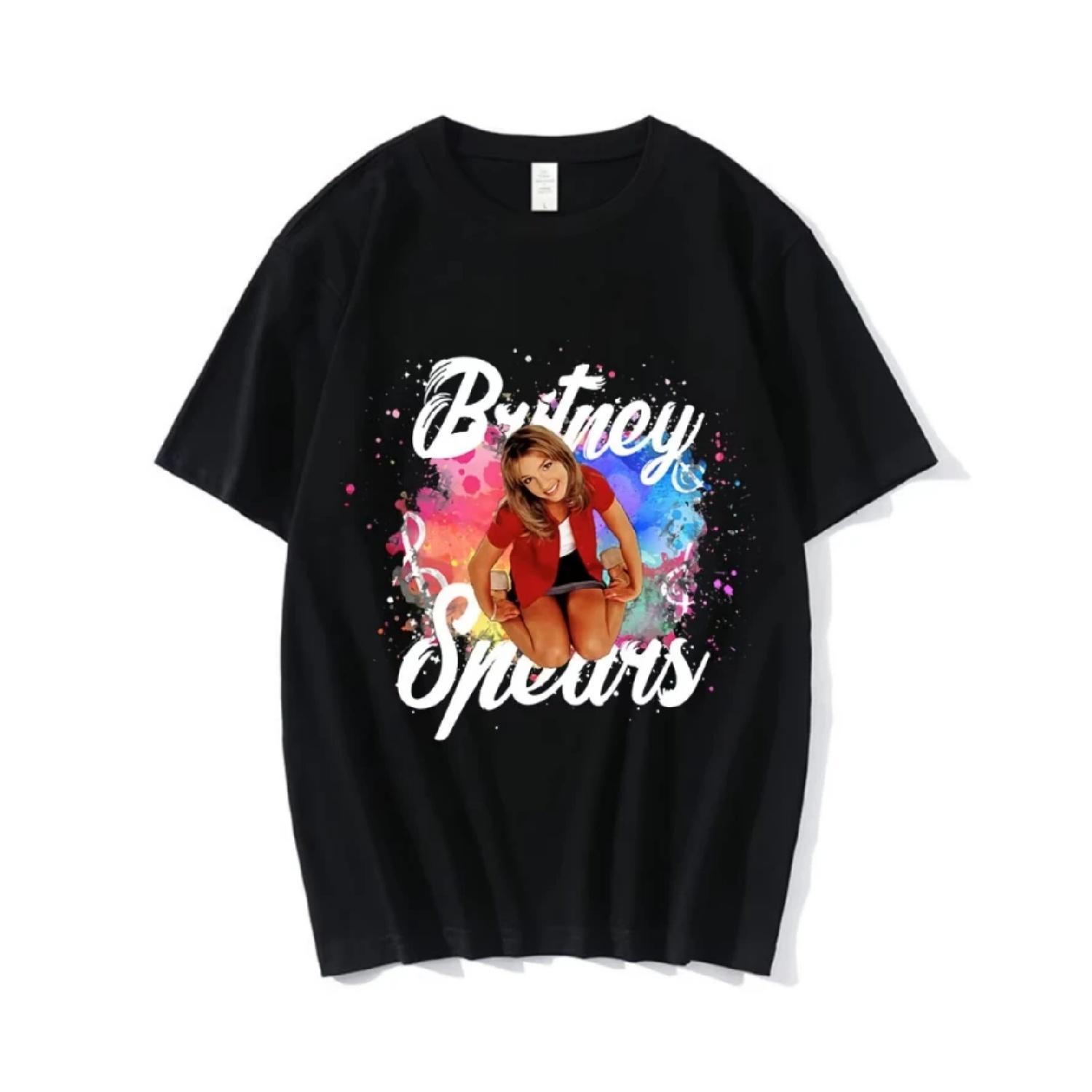 

90s Singer Britney Spears Beautiful Photo Graphic Print T-shirt Fashion Hip Hop Oversized T Shirt Harajuku Short Sleeve T Shirts S чёрный