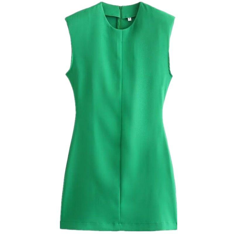 Fashion Style 2024 Spring/Summer New Arrival Women's Clothing Silm Easiest for Match round Neck Sleeveless Strap Padded Shoulder Dress 2586323