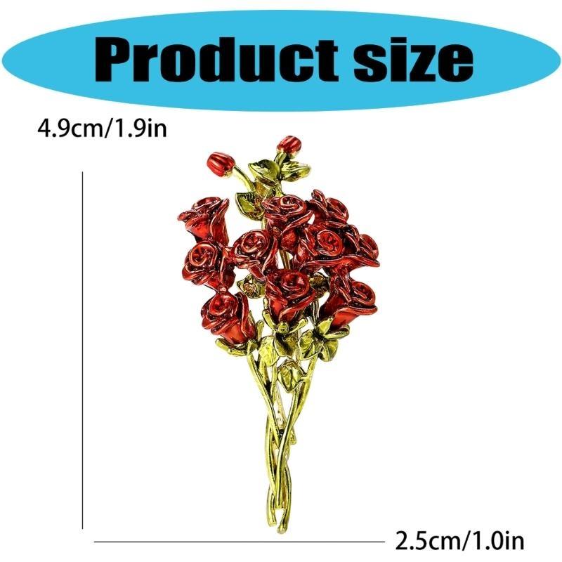 Pink Red Roses Flowers Brooches Lapel Pin For Women Beautiful Bouquet Plants Party Office Brooch Pins Gifts