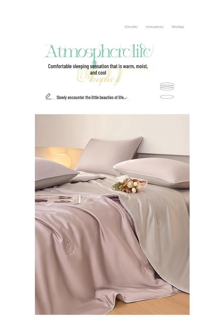 Sommerdecke aus Eisseide: Vierteiliges Set, Dünn & Atmungsaktiv, Einzel-/Doppelbett, Maschinenwaschbar
