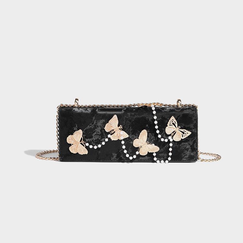 

2024 Summer New Niche Retro High-End Single-Shoulder Underarm Bag, New Chinese Style Gold Foil Chain Crossbody Small Square Bag