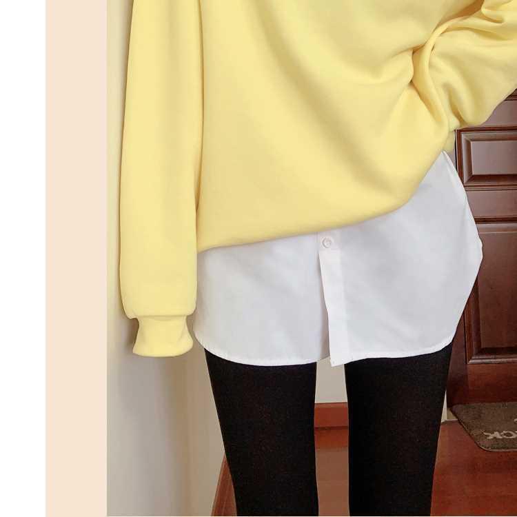 

2021 Women s Layered White Sweatshirt with Fake Hem Skirt and Small Butt Flap One Size