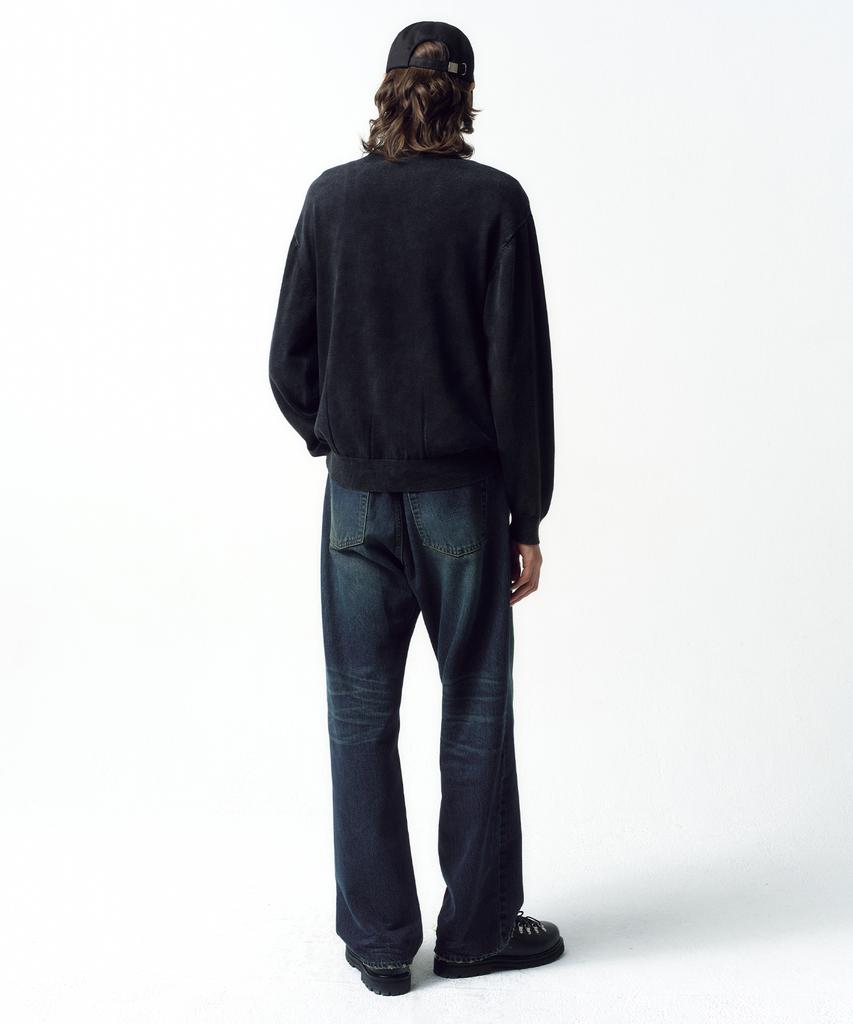 Insilence Stone Washed Knit Zip-Up Washed Black