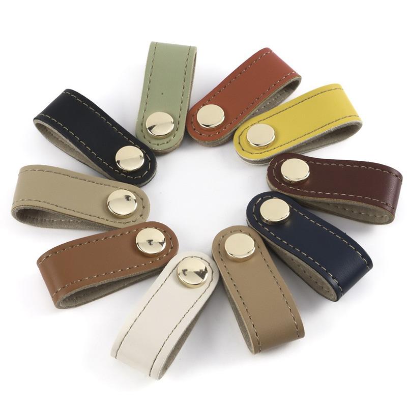 1PC Cabinet Knobs Furniture Wardrobe Pulls Anti-collision PU Leather Modern Door Handle Soft Dresser Kitchen