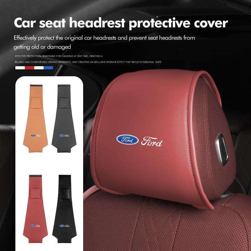 Leather Car Seat Headrest Protect Pad Pillow Cover Accessories For Ford Fiesta Ranger Mondeo Escape Ecosport Fusion Explorer