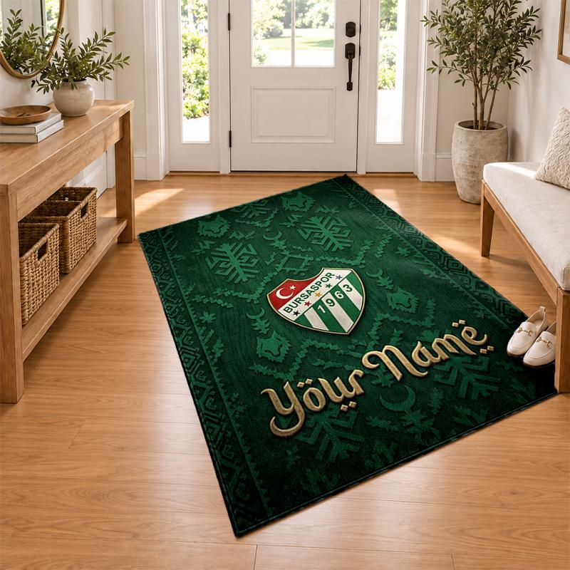 Bursaspor Custom Name Personalized Rug Non‑Slip Doormat Floor Carpet Housewarming Birthday Gift for Family Friends