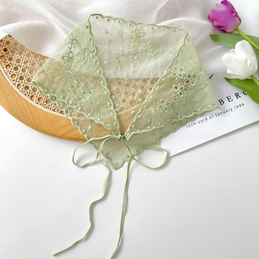 Vintage White Bandanas for Women Thin Sweet Headscarf Casual Lace Flower Hair Scarf  Pastoral Style