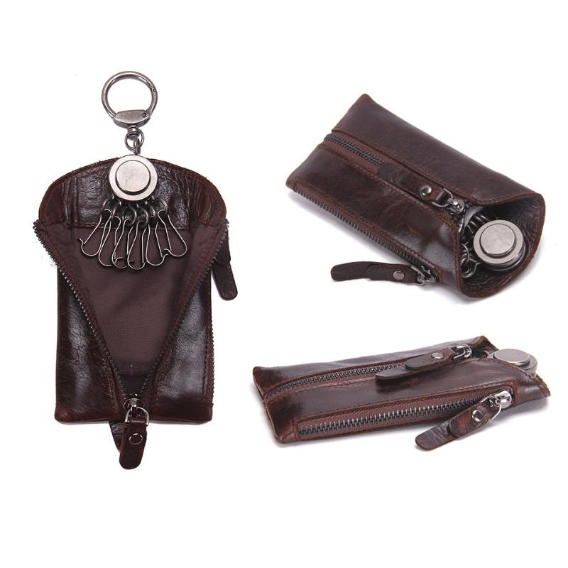 Genuine Leather Key Case Casual Multi-Hook Compact