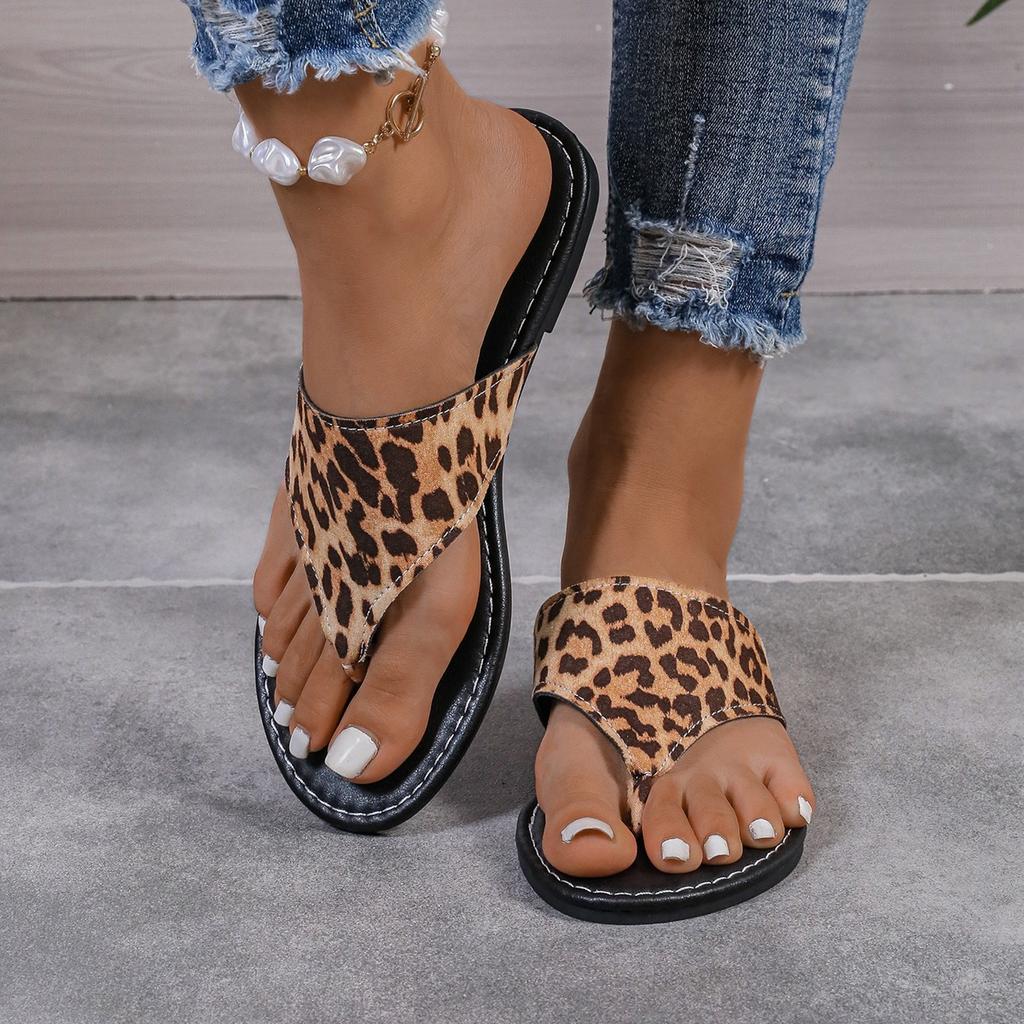 Women New Summer Sandals Open Toe Beach Shoes Flip Flops Comfortable Slippers Cowboy Leopard Sandals Size 36~43 Chaussure Femme