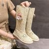 Thin Breathable Flat Bottom Women's Martin Boots Spring and Summer French Hollow Long and Short Boots Children