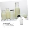 BESTonZON 6-Piece Heat-Resistant Milk Bottles, 250ml, Glass Milk Jug, Glass Pudding Jar, Pitcher, Vintage Milk Bottles with Caps, Drinking Bottles, Te