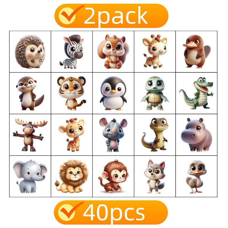 20Pcs Cartoon Animal Tattoo Stickers Cute Children Birthday Party Temporary Waterproof Funny Kawaii Tattoos Sticker Gift Toy