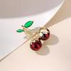 Lustrous Cherry Brooch Jewelry Accent Vibrant Green Zircon Cherry Brooch Unique Designs Badge for Clothing Decoration