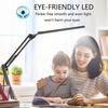 New LED Desk Lamp Clip Light Clamp Long Arm Dimmable Table Lamp 3 Colors Adjustable Reading Computers