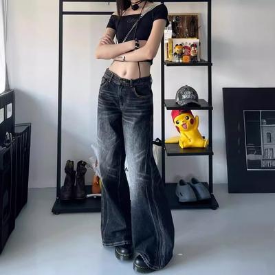 Y2k Black Jeans Women Baggy Vintage High Street Oversized Denim Trousers Gothic Gyaru 2000s Fashion Jeans