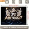 2D 2nd Anniversary Photography Backdrop Black Background with Diamond Wings and Crown