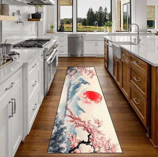 Japansk Solnedgång Körsbärsblommatta med Halkskyddad Design Kontorskorridorer Korridorer Mattor Områden Hem och Kommersiella Platser