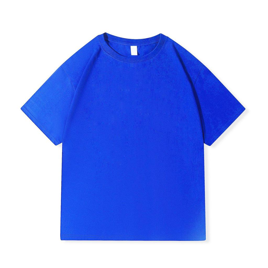 Camiseta unisex de algodón peinado de 220 g, color blanco, manga corta, cuello redondo, color liso