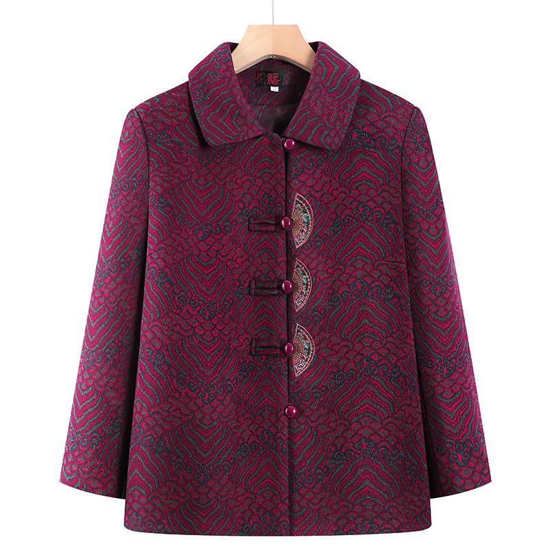 

Spring women s coat lapel year-old season clothes old lady 5XL (recommended 145-80kg) розы красного