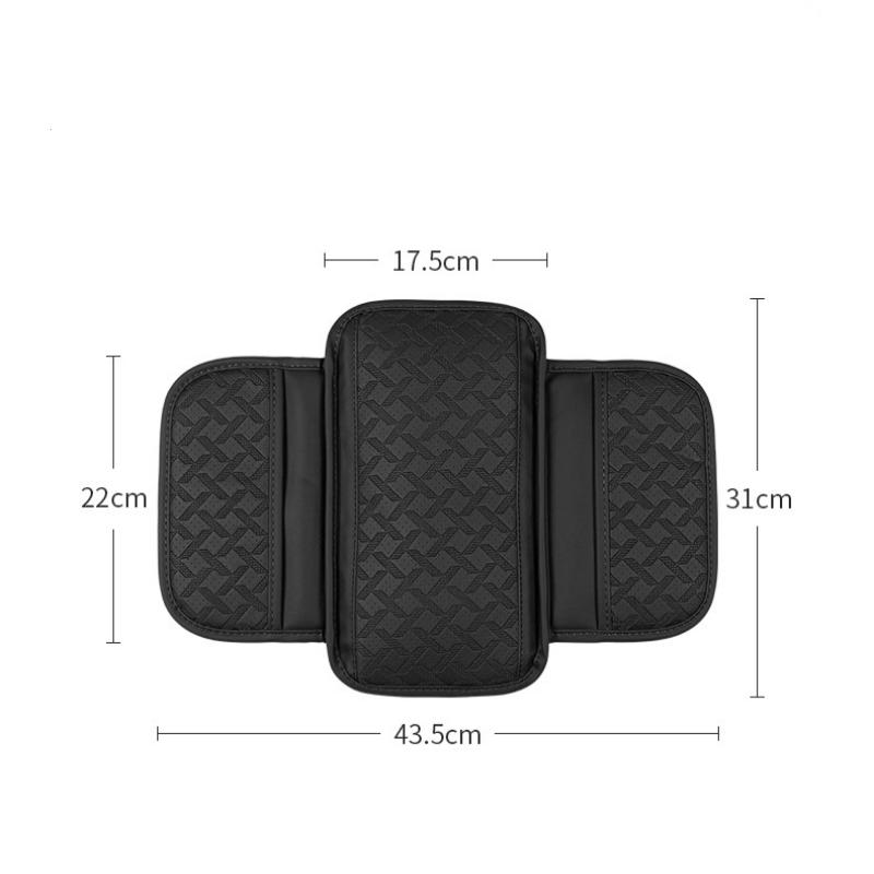 PU Leather Car Armrest Cushion With Storage Pocket-Anti-Slip Scratch-Resistant Elbow Support Pad For Most Vehicles