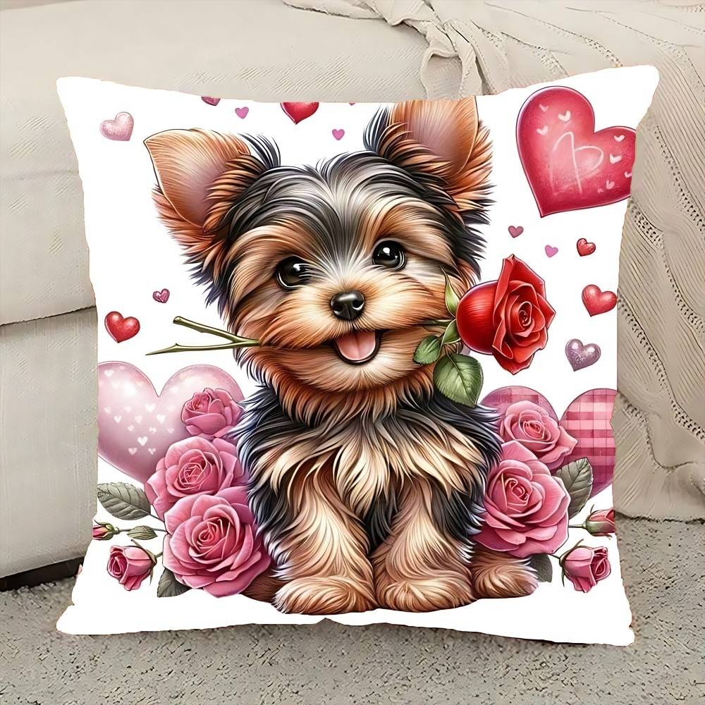 Eleganter Kissenbezug mit Hundemotiv, dekorativer rechteckiger Kissenbezug für Sofa und Wohnzimmer, ideal für Paare, Wohnzimmer, Schlafzimmer oder als Sofakissenbezug.