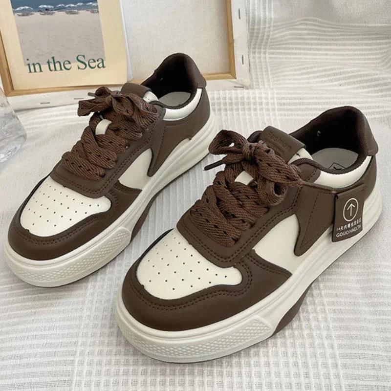 Fashion Women's Sports Shoes 2025 Hot Sale Casual Lace-up Design Non-slip Thick-soled Student Shoes Spring Autumn Outdoor Walking Shoes