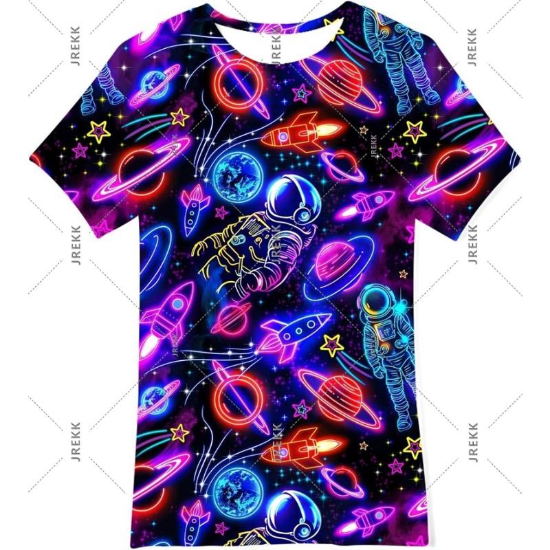 Neon Hip Hop Kat T-shirt Voor Mannen Carnavalsfeest Ronde Hals Korte Mouw T-shirts Hip Hop Straat 2025 Zomer Trend Sterren Ruimte Tee