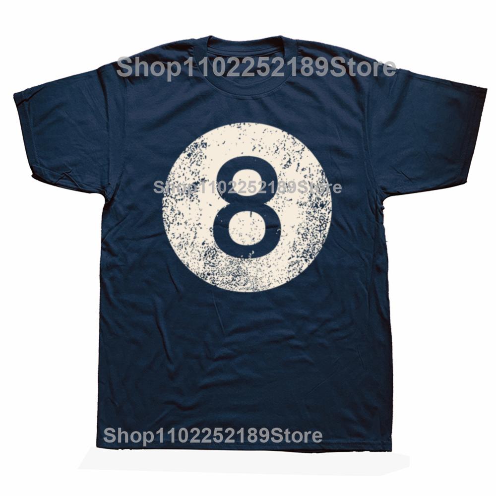 Black Pool Billiard Ball Number 8 Pool 8 Ball Vintage T-shirts Men Fashion Casual Tshirt 100% Cotton Loose Oversized T Shirt